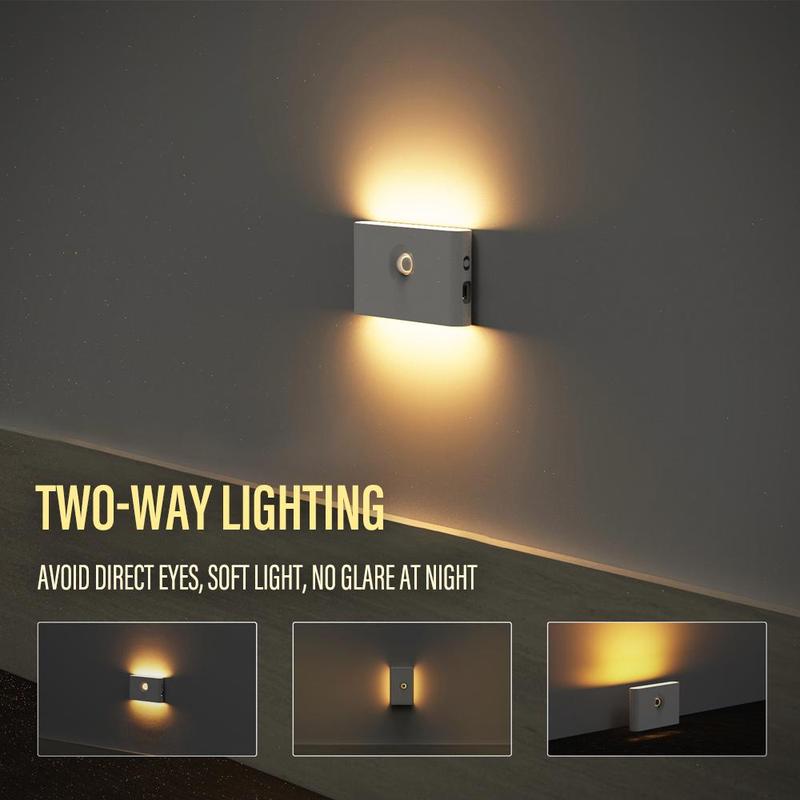 Motion Sensor Night Lights, USB Rechargeable Magnetic Wall Lamp, Home Motion Sensor Night Light, for Bedroom Hallway Bathroom Kitchen Cabinet Stair & Basement 6