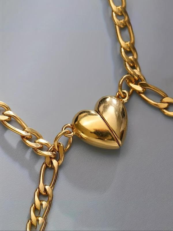Magnetic Heart Design Couple Bracelet, Gifts for Girlfriend, Fashionable Stainless Steel Bracelet for Women & Men, Trendy All-match & Exquisite Jewelry for Birthday Gift, Valentine's Day, Gift 3