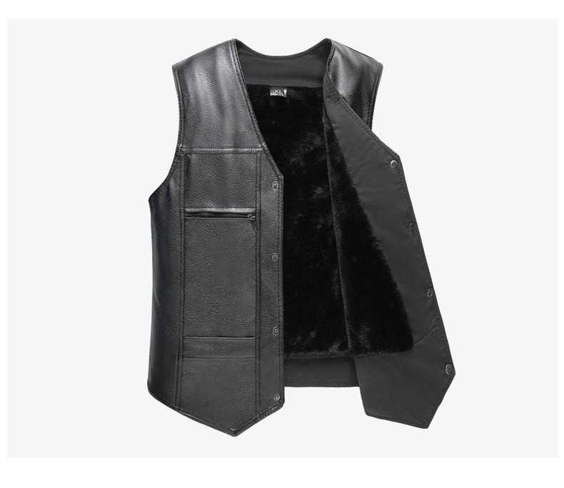 Product Introduction of Áo Ghi Lê Da Mùa Đông, Áo Vest Thường Ngày Cho Nam Trung Người Già Và Tuổi, Lót Lông Cừu, Dày Dặn, Ngoại Cỡ, Áo Khoác Da, Quần Áo Nam, Giảm Giá Lễ Hội, Giá Cả Phải Chăng 26