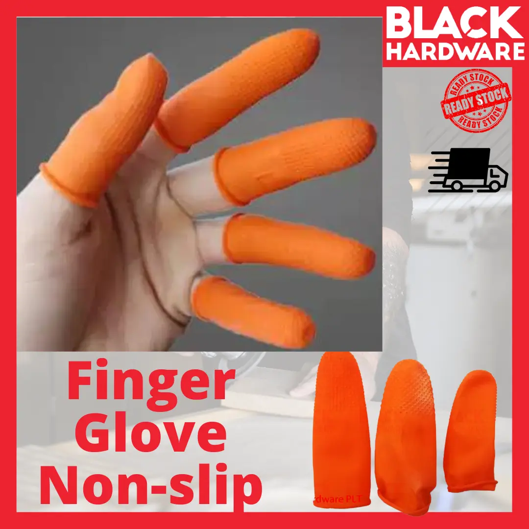 BLACK HARDWARE PPE Safety Protective Anti Slip Latex Rubber Finger Hand Cleaning Gloves Glove Sarung Tangan Jari Getah