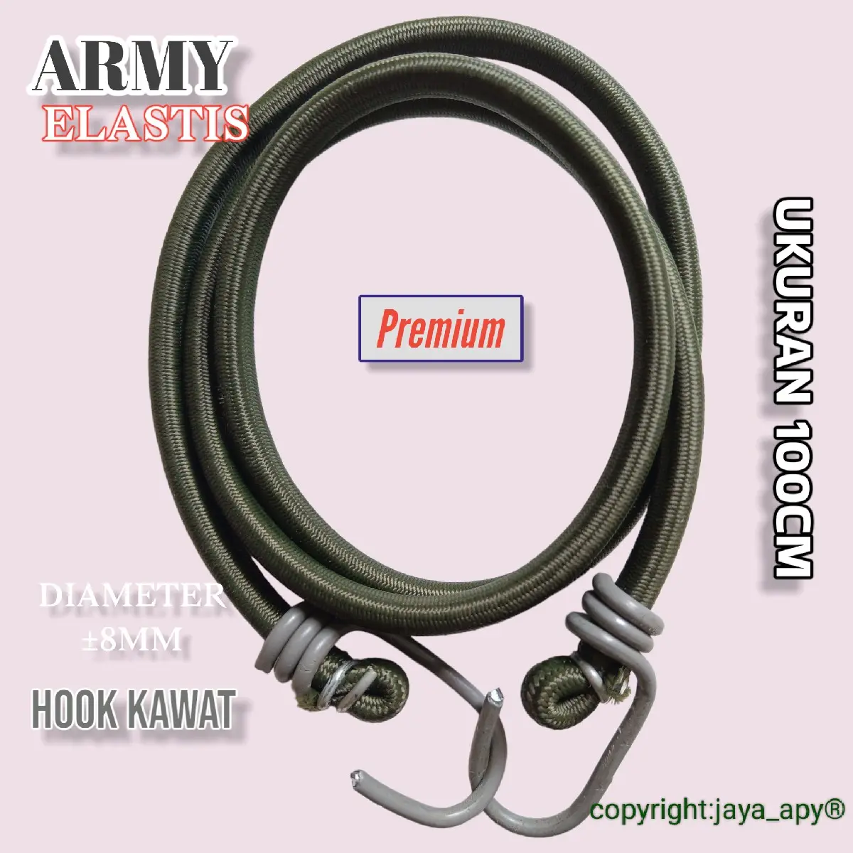 tali karet pengikat barang 100 cm polos army