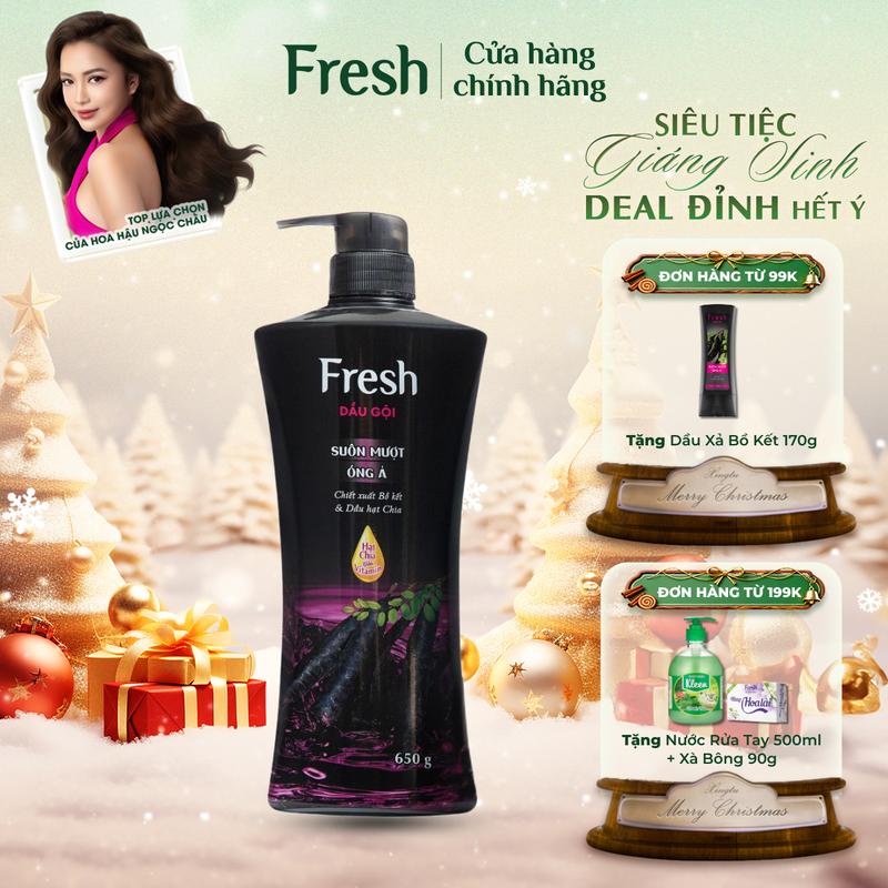 Dầu Gội Bồ Kết Nắp Hồng FRESH Thiên Nhiên Chiết Xuất Bồ Kết Và Hạt Chia Giúp Tóc Suôn Mượt Óng Ả 650g