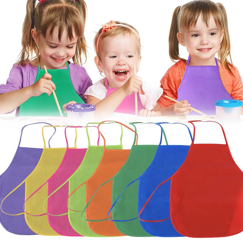 SH-Tạp Dề Trơn Unisex Nhiều Màu Sắc Cho Trẻ Em, Vải Không Dệt, Vẽ Tranh, Làm Bánh, Đồ Thủ Công Cho Trẻ Em, Bộ Đồ Chơi Nhà Bếp, Yếm Nấu Ăn, Tạp Dề # 439364 0