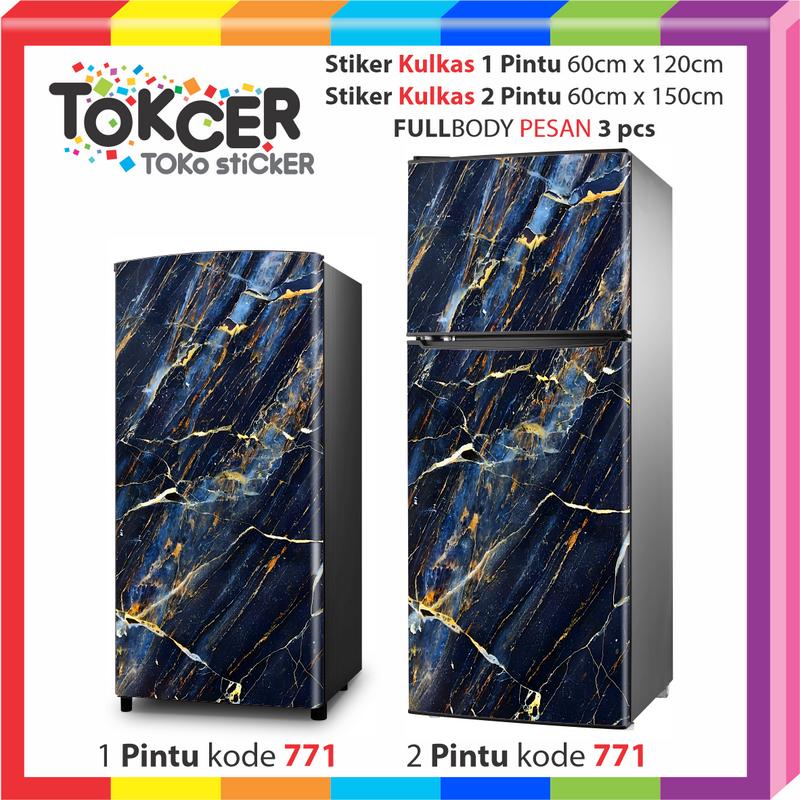 STIKER Kulkas 1 Pintu atau 2 Pintu Motif MARMER MEWAH Keren Sticker 1