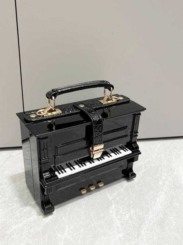 Women's Cute Piano Design Handbag, Trendy Novelty Creative Handbag, Fashionable Handbag for Banquet & Party & Daily Use for Women & Girls Unique Purse 7