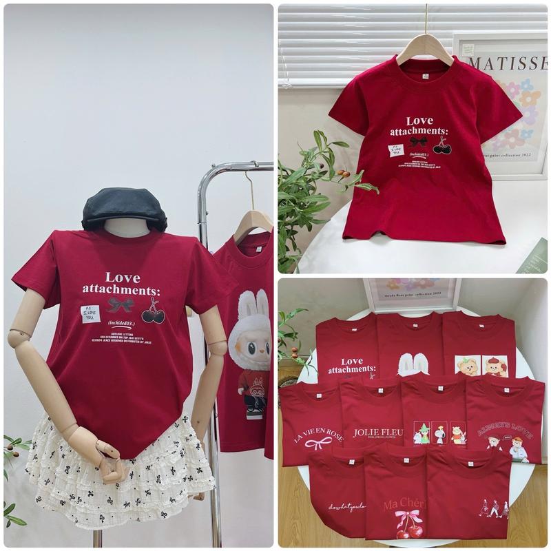 Áo baby tee màu Đỏ áo thun form vừa người chất cotton co giãn 2 chiều