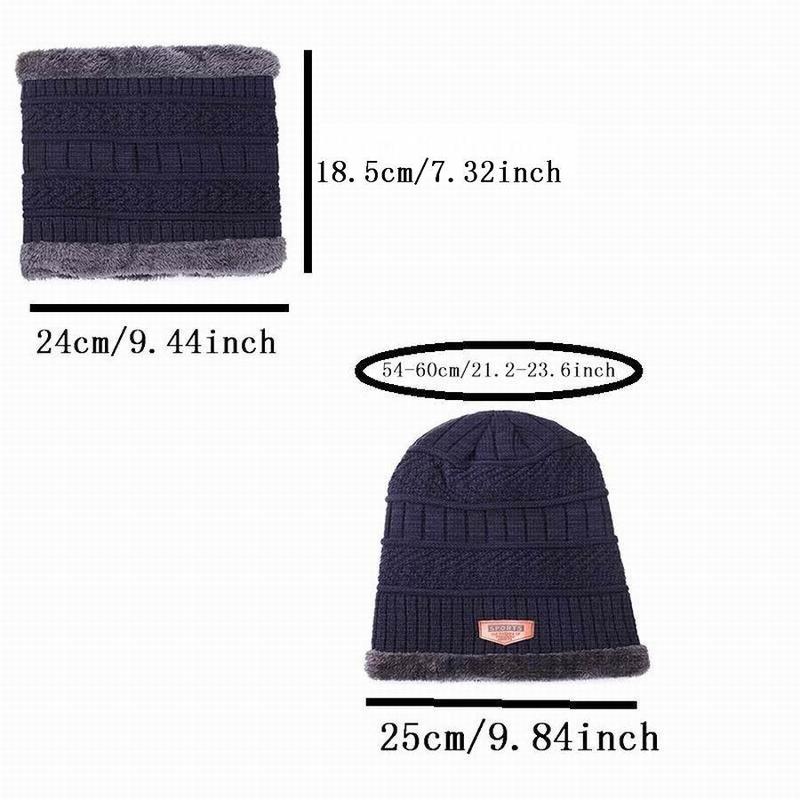 Product Introduction of Men's Winter Outdoor Sports Hat, 2 Counts/set Knitted Hat with Scarf, Warm Earmuffs Knitted Hat, Outdoor Men's Hat 1