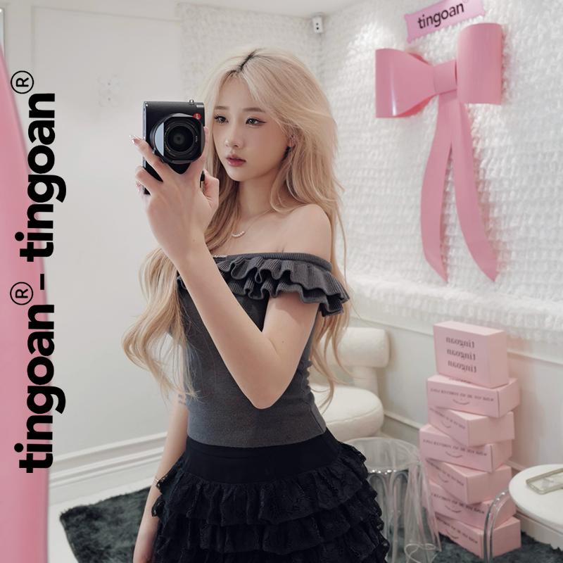 TINGOAN x TIKTOKSHOP - Áo len xù trễ vai phối hai bèo XING XING TOP