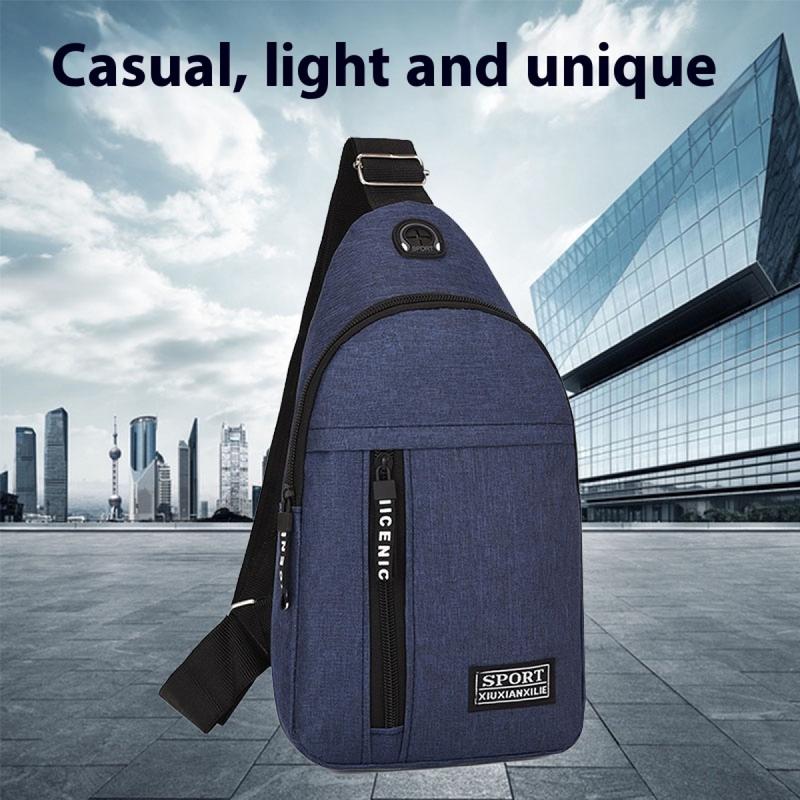 2025 new solid color chest bag men's trendy brand men's shoulder bag shoulder bag Oxford cloth casual bag small backpack 0