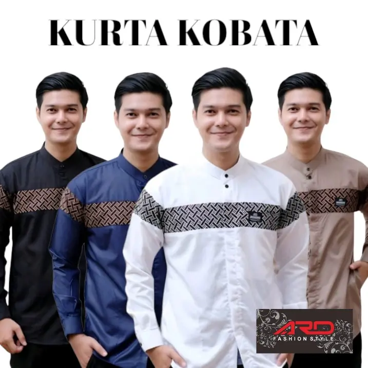 Baju Koko Lengan Panjang Pria Dewasa Motif Batik Qynang kobata Kobata Katun Matt 0
