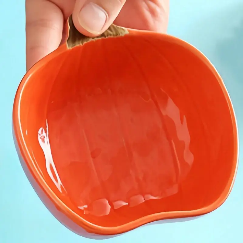 Creative Pumpkin Shaped Sauce Dish, 1 Piece Snack Plate, Ceramic Dipping Dish, Kitchenware for Home Use, Housewarming Gift 3