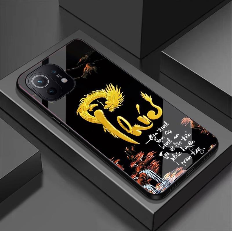 Ốp Lưng cho XIAOMI MI 11, MI 11 Lite, MI 11 LITE 5G NE Mặt kính cao cấp, sáng đẹp, Chữ thư pháp