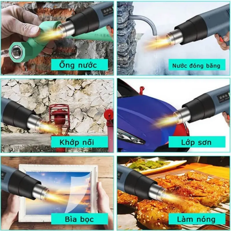 Máy khò nhiệt, máy thổi hơi nóng đa năng máy dán decal máy khò màng co công suất lớn 2000W 2