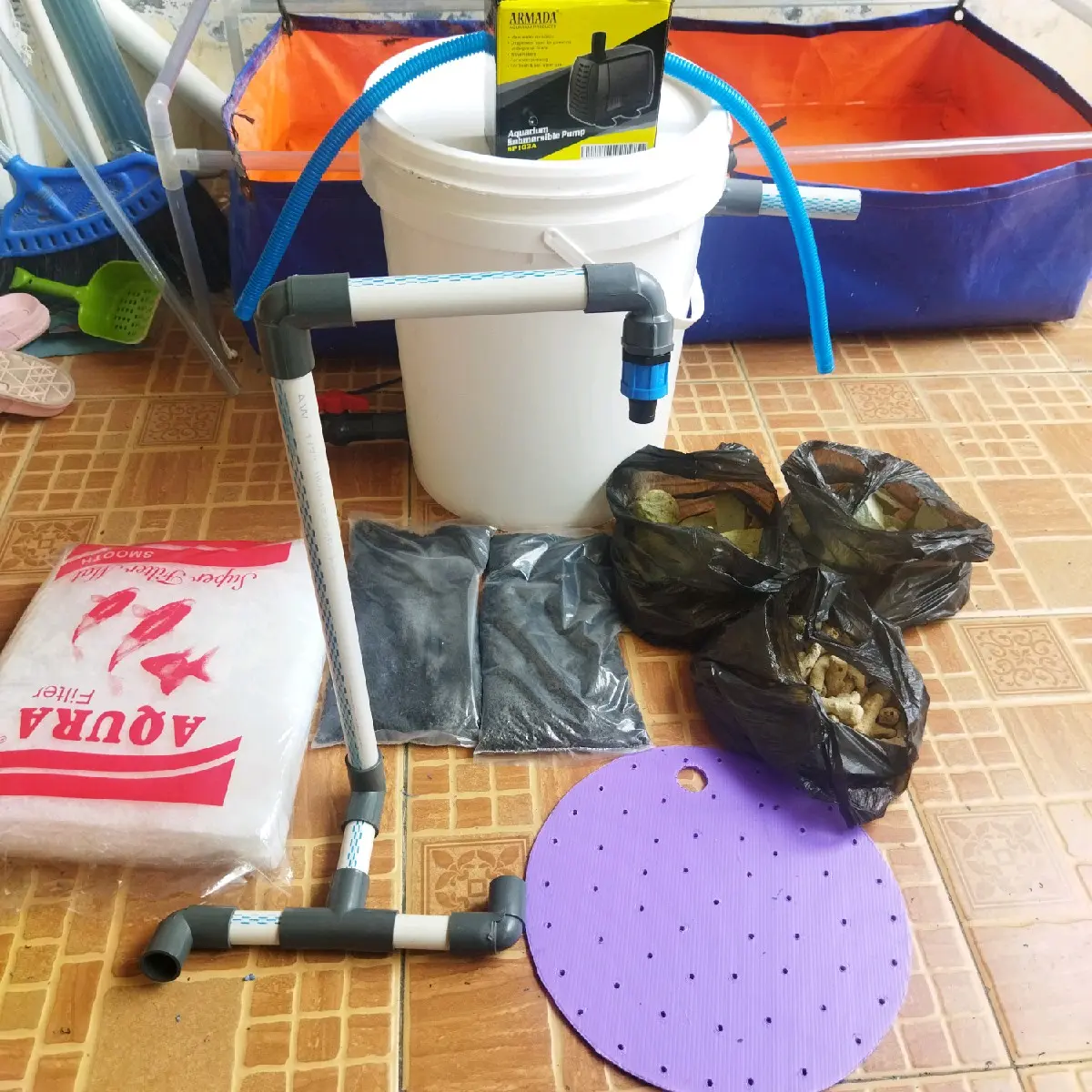 ember bio filter kolam ikan input dari atas paket komplit