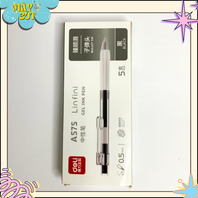 Bút Bi Nước Deli Viết Gel Bấm A575  0.5mm Mực Xanh Đen Đỏ Trơn Tru Cho Học Sinh Văn Phòng   gel  bút bi  đan nét mượt bút 0
