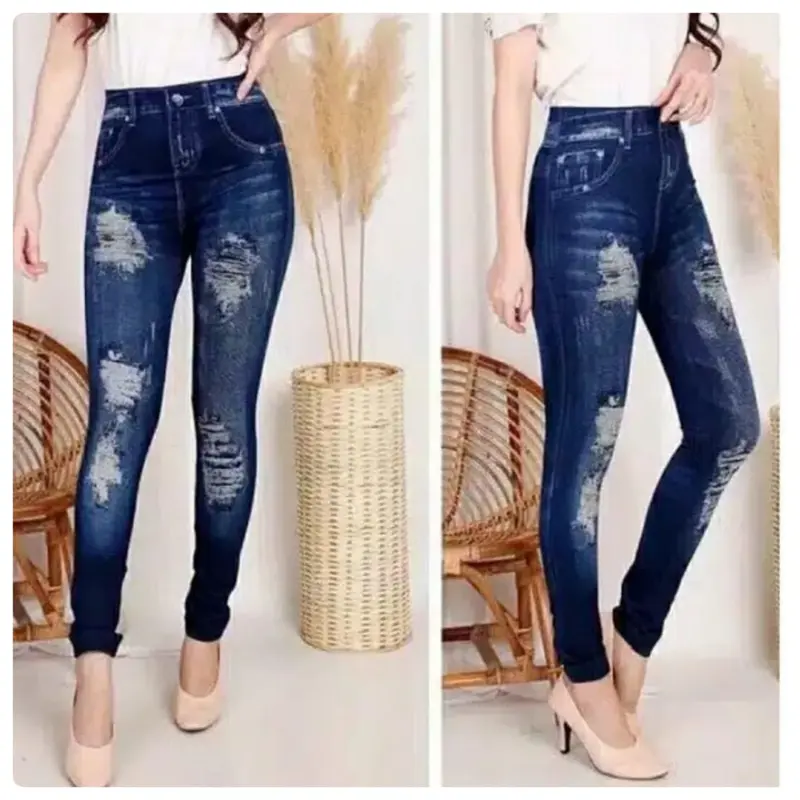celana wanita model legging rempel polos variasi sobek 1