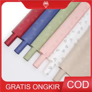 1 Lembar Korean Cellophane Love Polos Wrapping Buket Bunga W032-1