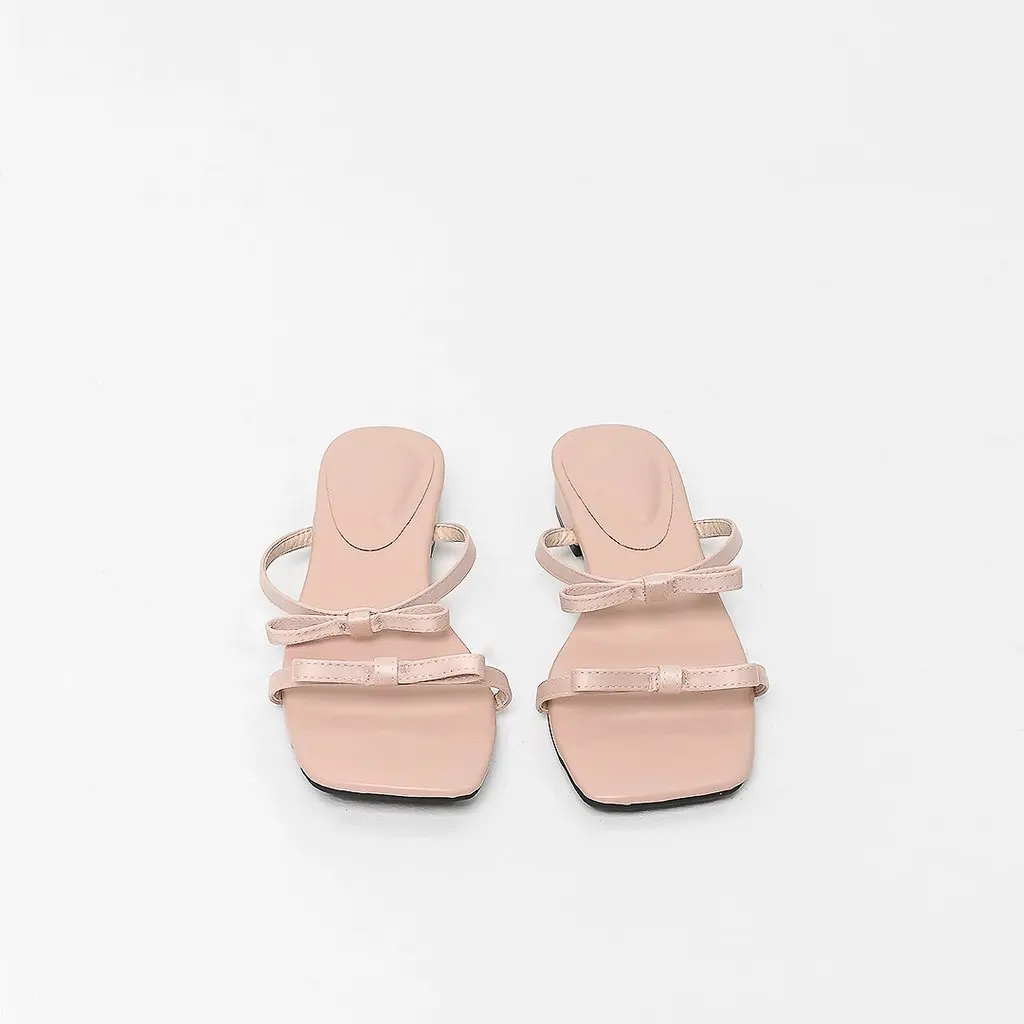Rara Ribbon Slip On Flats in Nude Blush