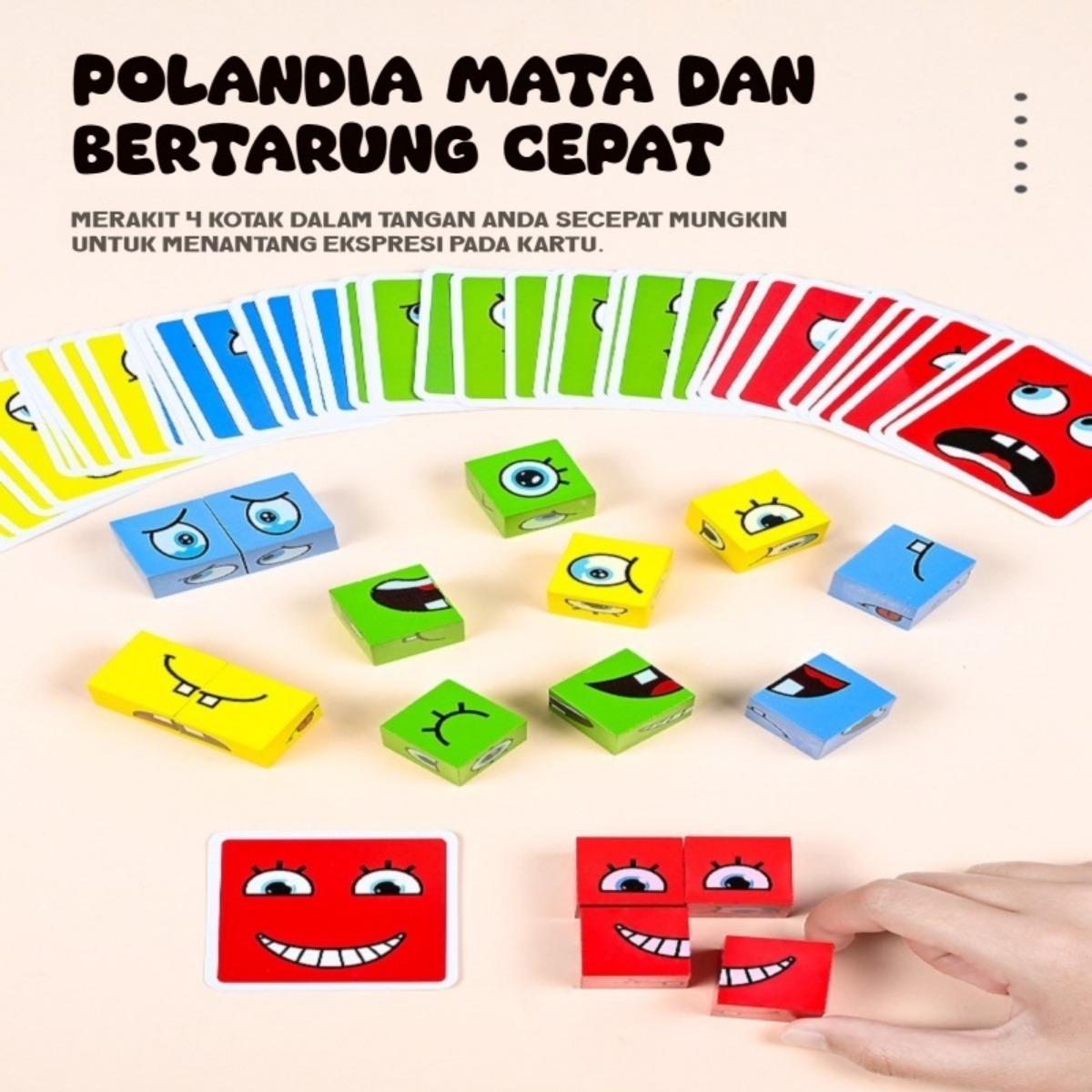 "Mainan Pemecah Kecermatan Rubik's Cube - Blok Konstruksi Pendidikan Ekspresi Wajah Ideal untuk Anak-anak dan Keluarga"