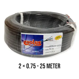EVOLUS Kabel Listrik / Audio NYYHYO Serabut 2 x 0.75 Panjang 25 Meter - Hitam