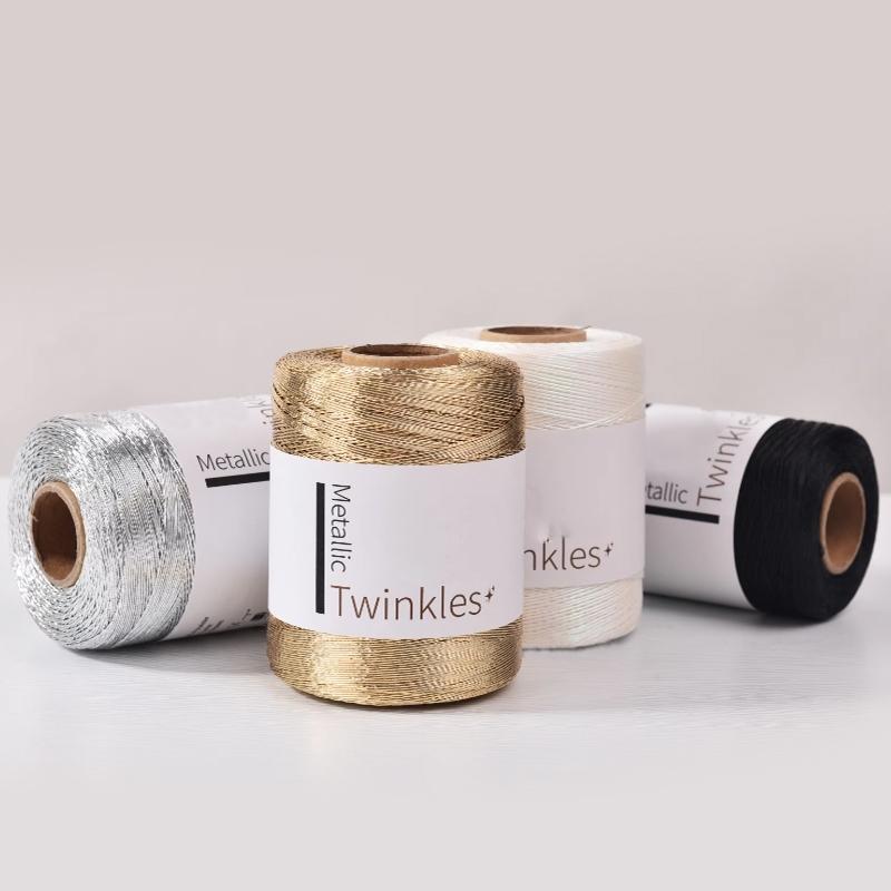 Product Introduction of New Silver Handmade Yarn Popular Same Style Woven Small Silver Bag Woven Flash Core Wire Crochet Needle 200g 1 Ball Yarn 30