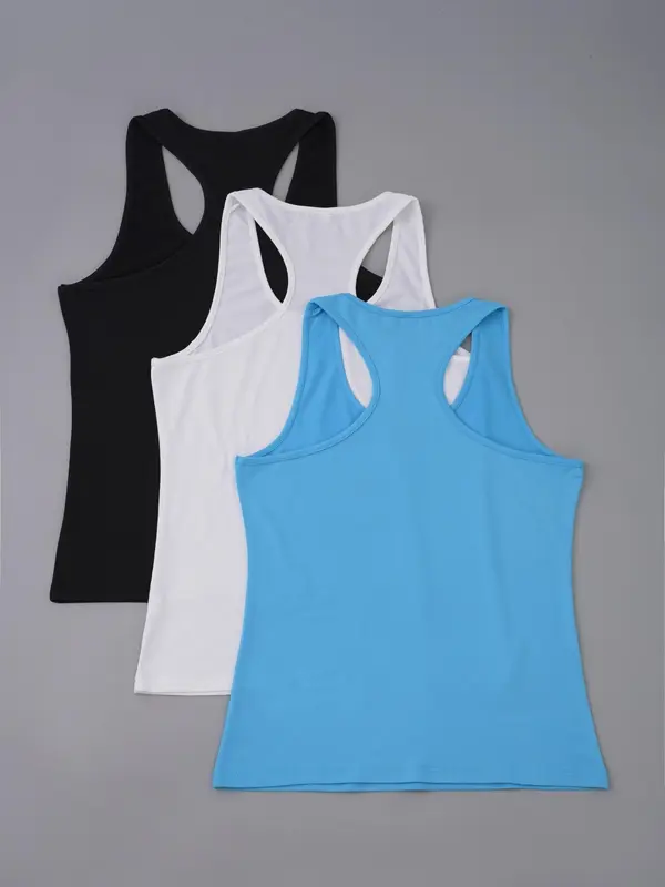 Women's Solid Sports Tank Top, Breathable Comfortable Sports Top, Ladies Sportswear for Indoor Outdoor Wear 8