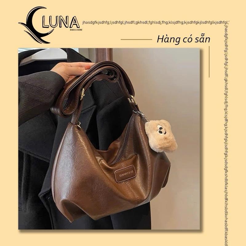 ( Hàng Loại 1 - Da Co Giãn) Túi tote LUNA STORE  da mềm size lớn 32cm đi học đi làm đựng sách vở A4, tặng kèm thú bông