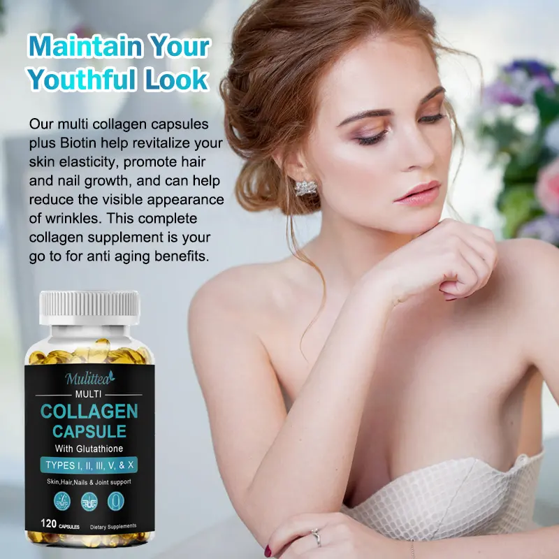 Collagen and Glutathione Capsules With Biotin Vitamins Anti-oxidation  Reduce Cell Damage Whitening And Promote The Health Of Nails & Hair And  Skin
