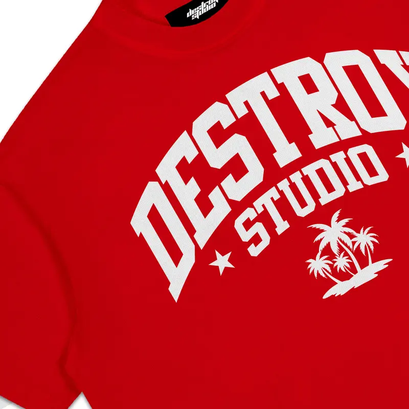 Áo thun BOXY DESTROY STUDIO TREE COCONUT RED T-SHIRT - BOXY Cotton - Destroy Studio Nam Unisex Menswear Cổ Tròn áo  thun 4