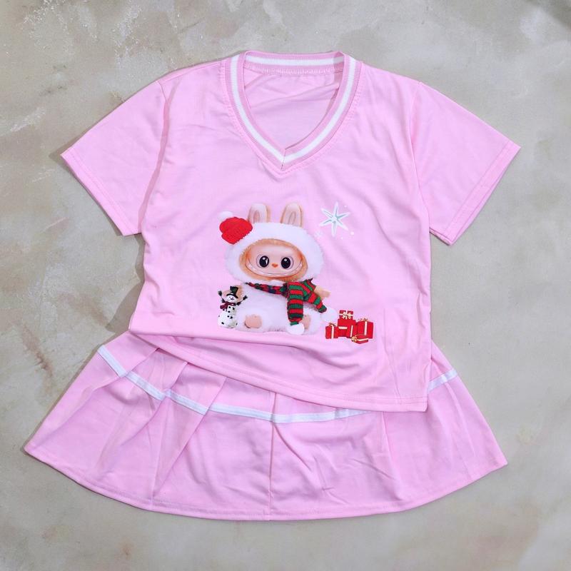 Set Váy Xếp Ly LABUBU, Váy thời trang có LÓT QUẦN, Hình In Ép Nhiệt 5D, Set thời trang Bé Gái từ 9 - 44 kg có thể giặt máy Cho Bé Giày váy  công chúa