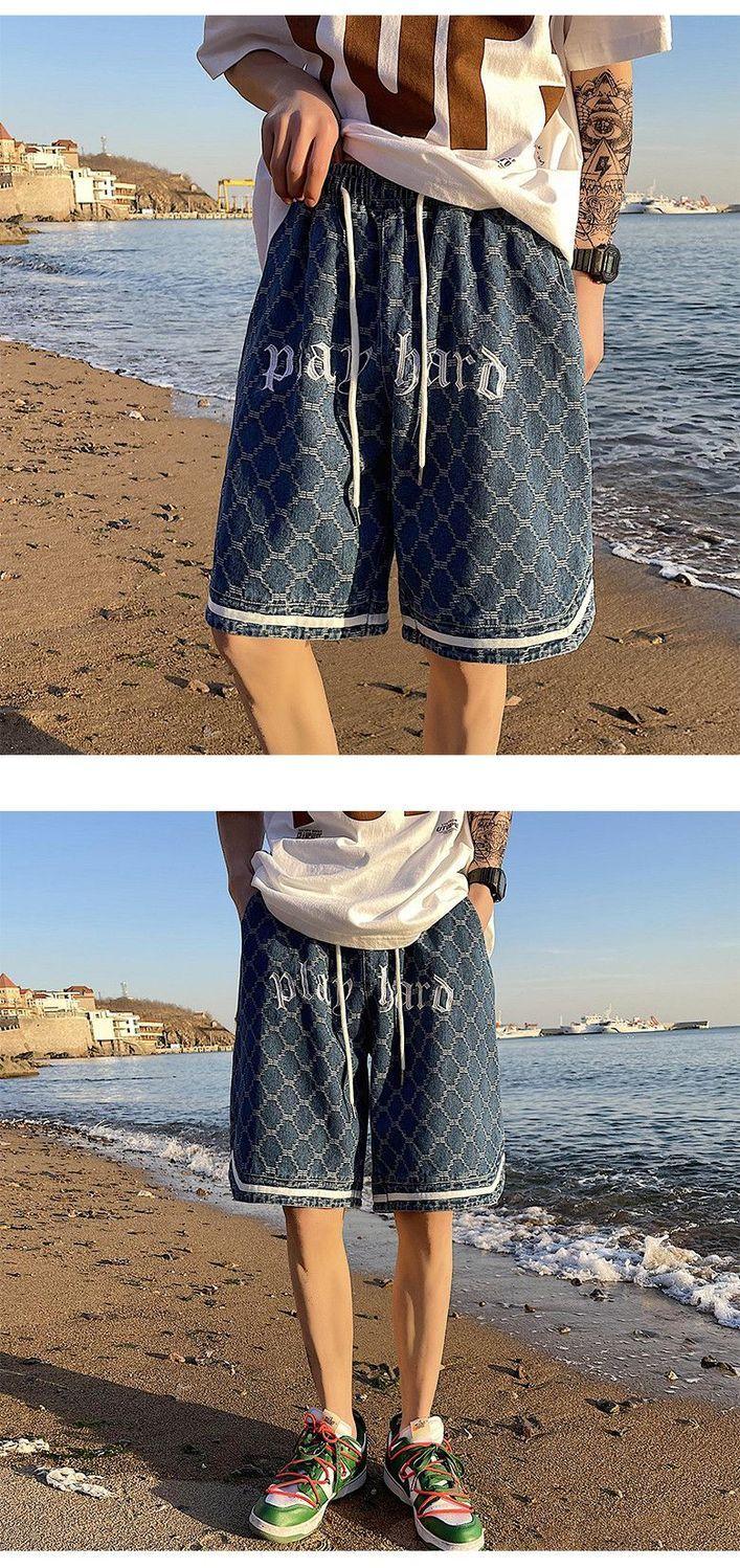 Product Introduction of 20252025 [Versatile Street Style] Cool Five-Point Denim Shorts for Men, Ins Trendy Versatile Outdoor Pants, Men's Summer Thin Loose Street Style Shorts 13