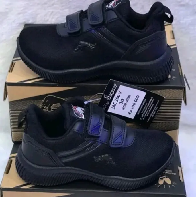 SEPATU SEKOLAH ANAK BERKUALITAS  JAGUAR JAC 300 V FULL BLACK