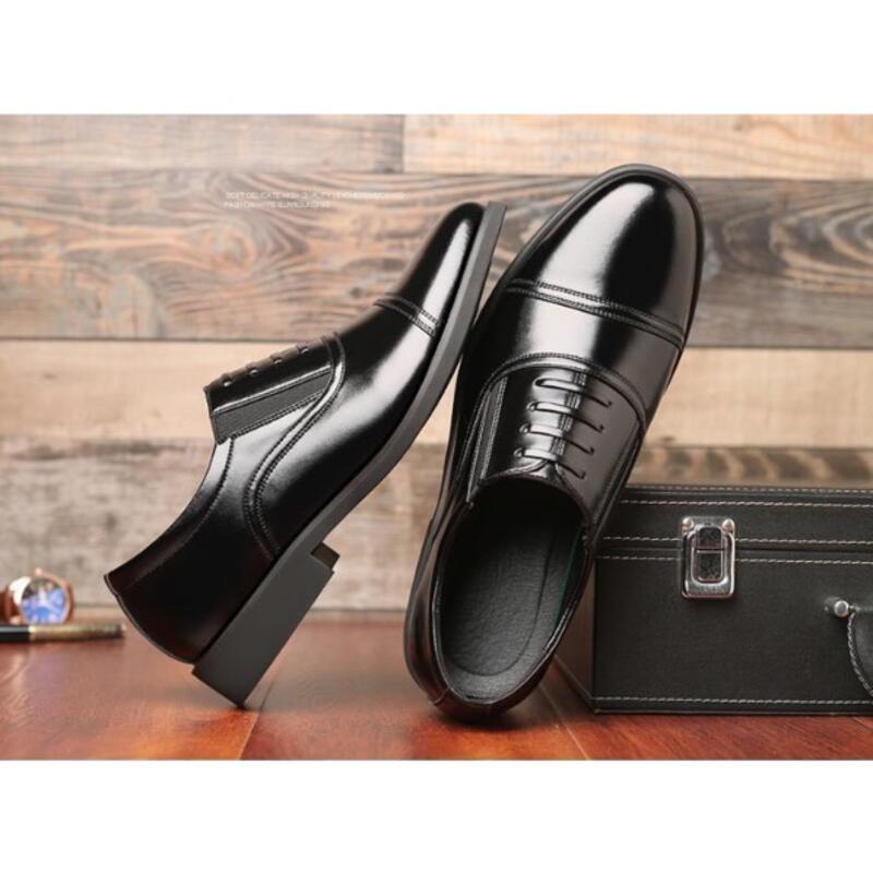 Product Introduction of Experimental Leather Shoes Round Head Breathable Formal Fashion Simple Business Style For Men 6