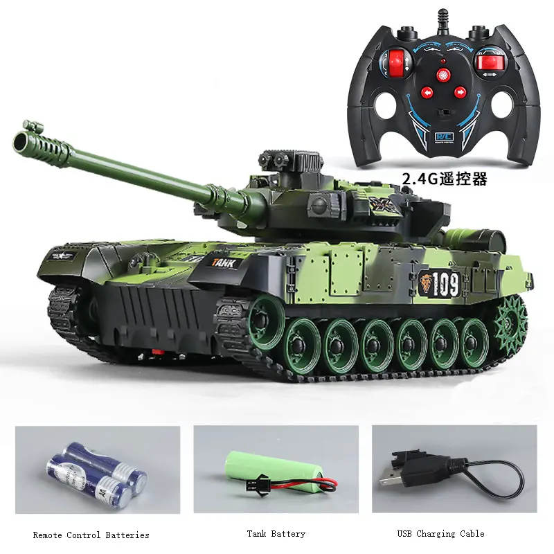 Remote Control Tank Cannon Simulation Battle Tiger-Type Armored Vehicle Crawler Model Children Boy Cross-Border Toys
