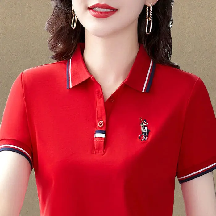 Áo Polo, Hàng Mới Về 2024 Vào Mùa Hè, Dáng Ôm, Phong Cách Hàn Quốc, Thời Trang, Ve Áo Thể Thao, Áo Sơ Mi Thường Ngày Chất Lượng Cao, ngắn Tay, Dành Cho Nữ