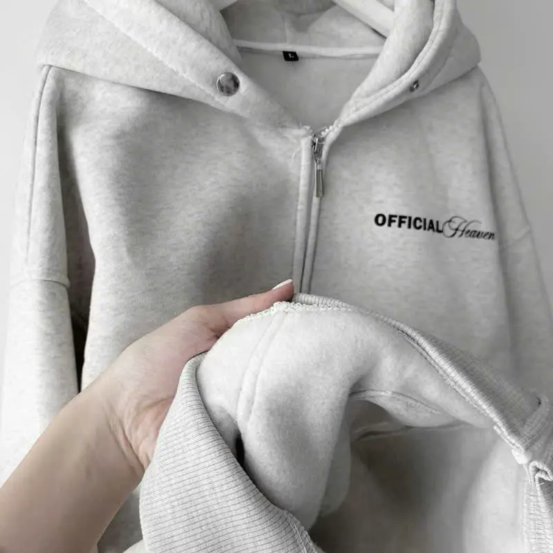 Áo Khoác Nỉ Hoodie Zip Bông O F F  Form Rộng Nam Nữ Unisex