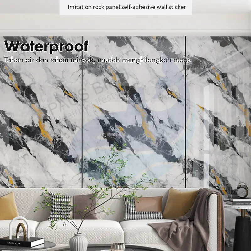 Wallpaper Dinding Motif Marble Roll  120 x 280cm Sticker Kamar Dekorasi PET  Panjang 2.8 Meter A58 4