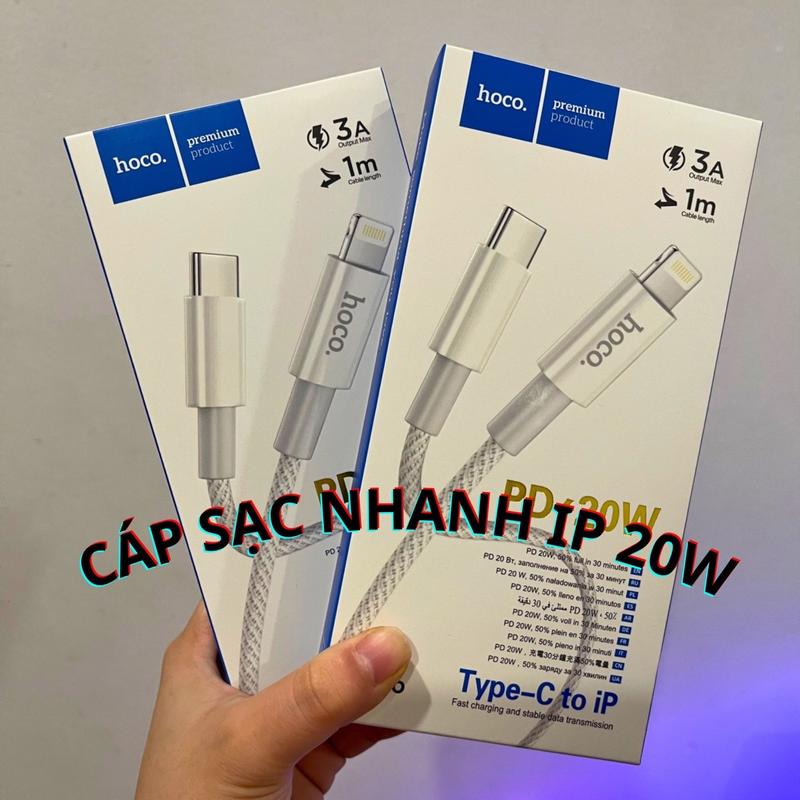 [BẢO HÀNH 12 THÁNG] CÁP SẠC NHANH BỌC DÙ 20W TYPE-C TO LIGHTNING HOCO X56.Sạc nhanh PD TypeC hỗ trợ sạc Iphone 8 trở lên. Phụ Kiện Sạc Điện Thoại chân sạc type c