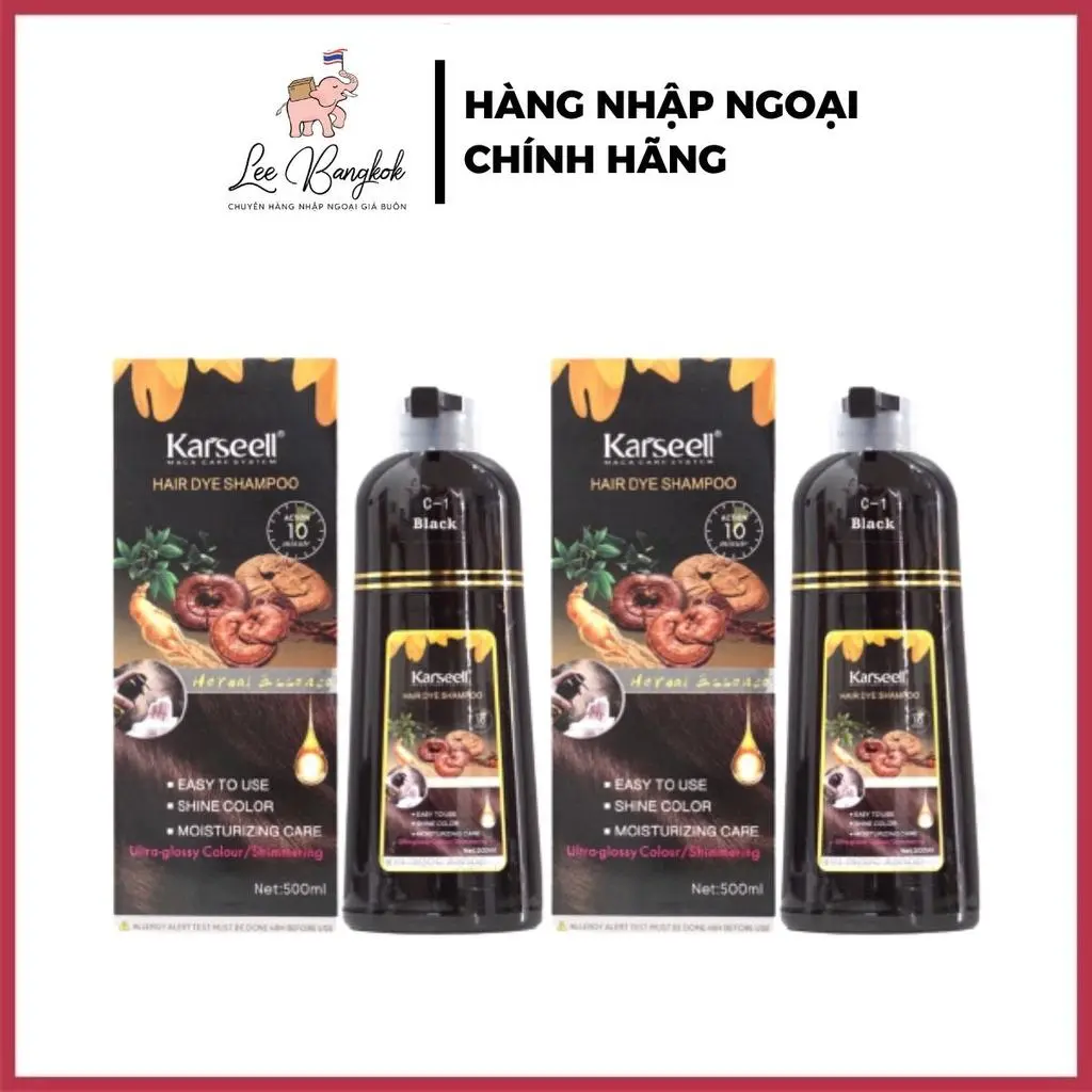 [CHÍNH HÃNG] Dầu Gội Phủ Bạc Karseell BNC Sky Hair Dye Shampoo Nâu C2 - Đen C1 Thảo Dược Cho Màu Tóc Tự Nhiên 500ml