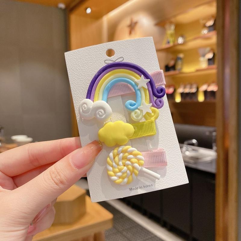 Kẹp Tóc Trẻ Em, Cho Bé Gái, Kẹp Tóc Cầu Vồng, Kẹp Bên Đám Mây, Kẹo Mút, Mặt Hàng Hot, Xiaohongshu, Thích Hợp Cho Trẻ Em 1
