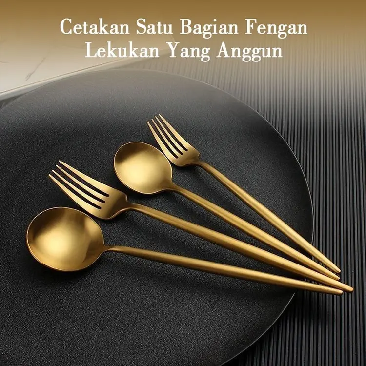 Bilipot Sendok Garpu Stainless Korean Spoon Fork Stainless Alat Makan Sendok Garpu Gold Silver Hitam 6