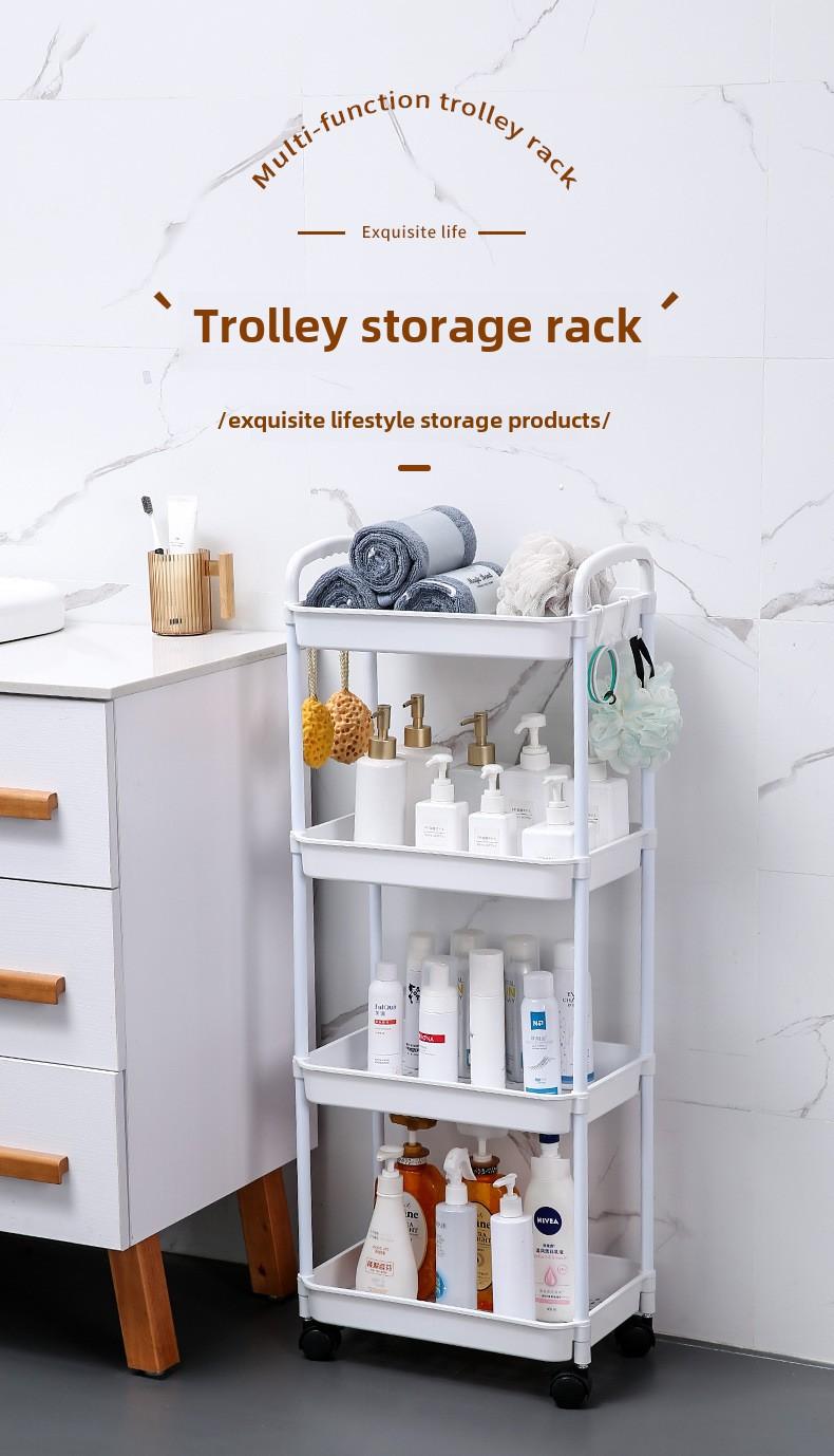 Product Introduction of Bookshelf Floor-standing Movable Household Simple Multi-layer Snack Storage Rack Reading Bookshelf with Wheels Multi-functional 15