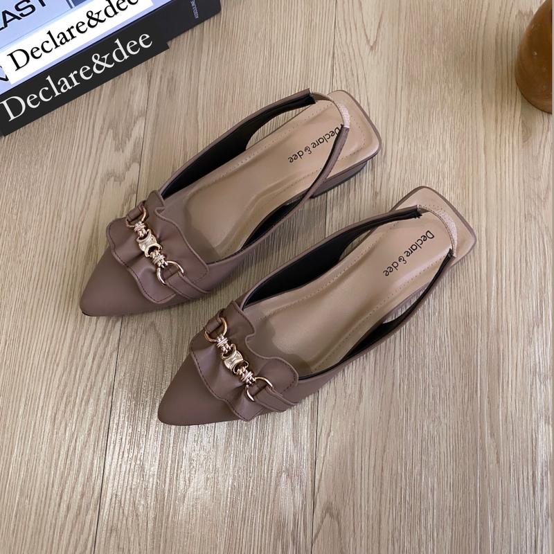 Declare&Dee Heels Blok Wanita Pitaloka Square Toe High 3 CM Black Karet Belakang Best Seller Shoes flat  shoes 9