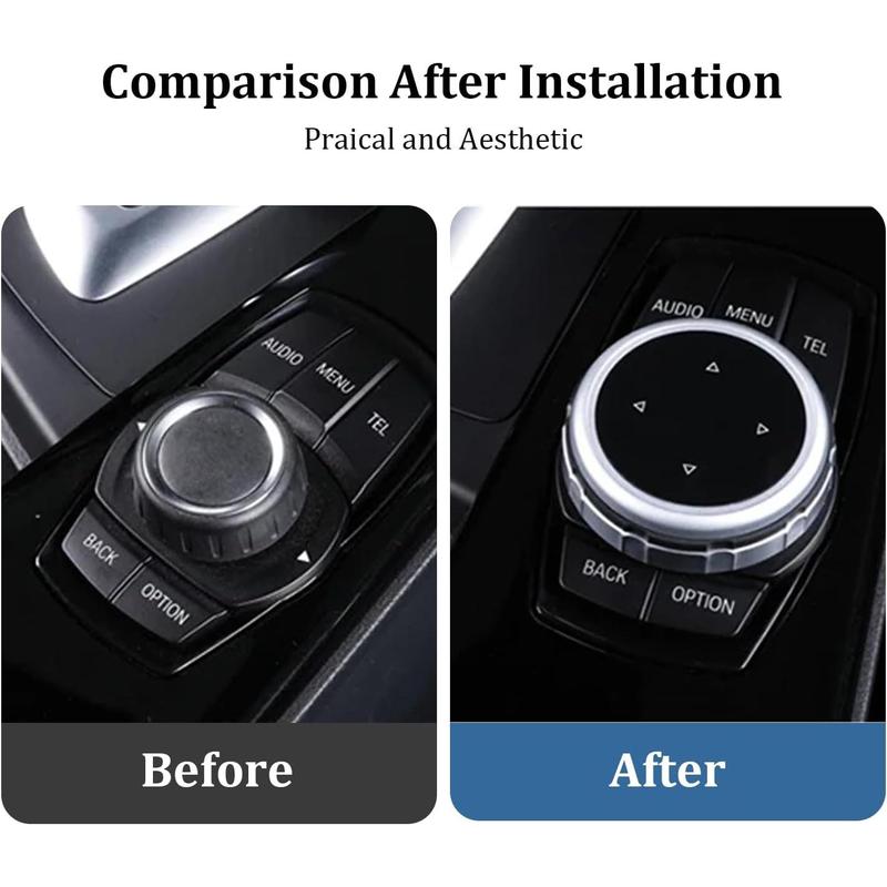 Car Multimedia Knob Cover, Medium to Large Multimedia Control Button Cover for BMW 1 3 4 5 7 Series X1 X3 X4 X5 X6 F10 F20 F30, ABS Plastic BMW 1 Series Idrive Multimedia Button Cover 2