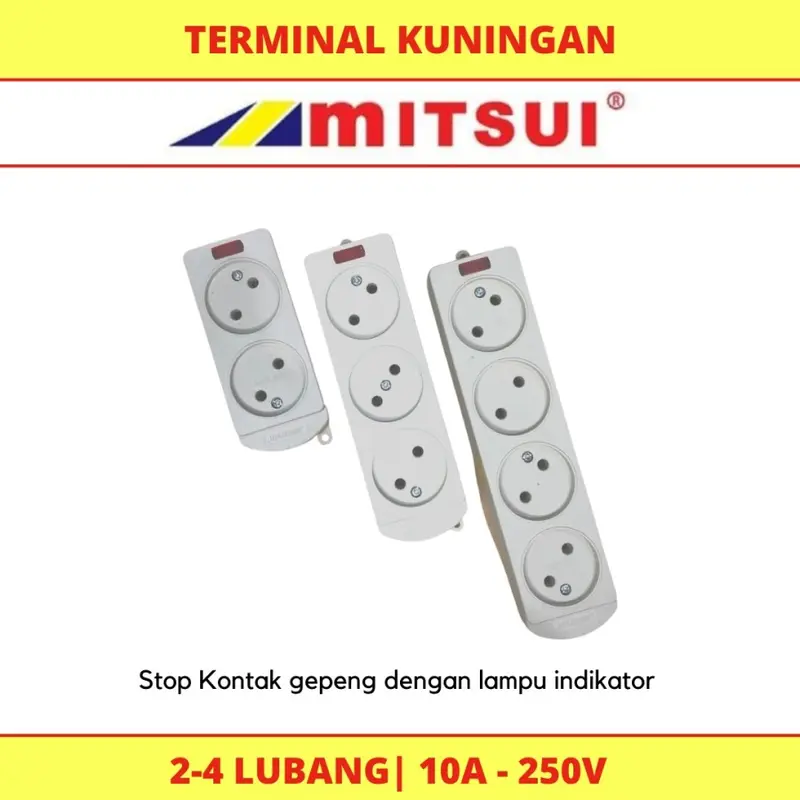 Mitsui Stop Kontak Gepeng 2 3 4 Lubang SNI + Lampu Indikator 1