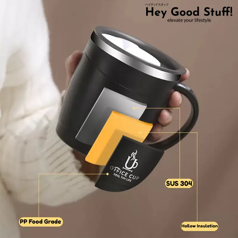 MUG GELAS KOPI ATAU TEH AESTHETIC STAINLESS STEEL 304 ANTI TUMPAH 500ML minuman plastik 5