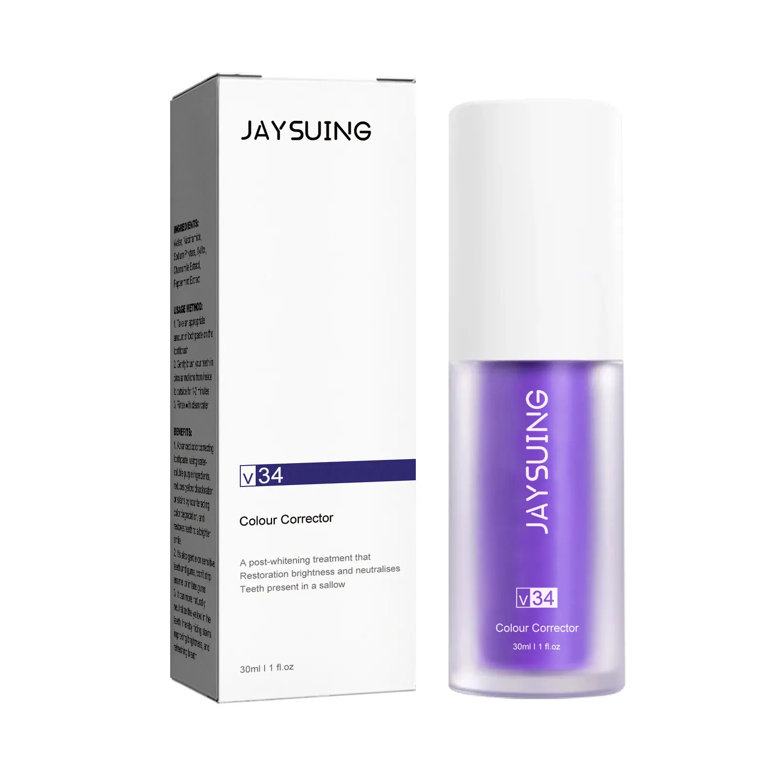 Toothpaste Dental Remove Plaque Stains Care Toothpaste Tooth Purple V34 Color Corrector Teeth Whitening