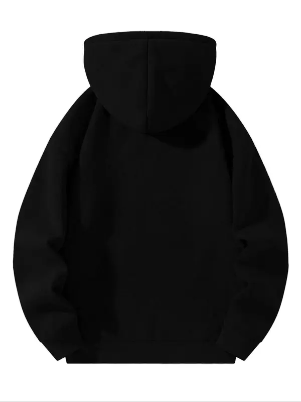 Men's Regular Fit Graphic Zip Up Thermal Lined Hoodie, Casual Drop Shoulder Long Sleeve Hooded Sweatshirt for Spring & Fall, Fashion Men's Clothes for Daily Wear 1
