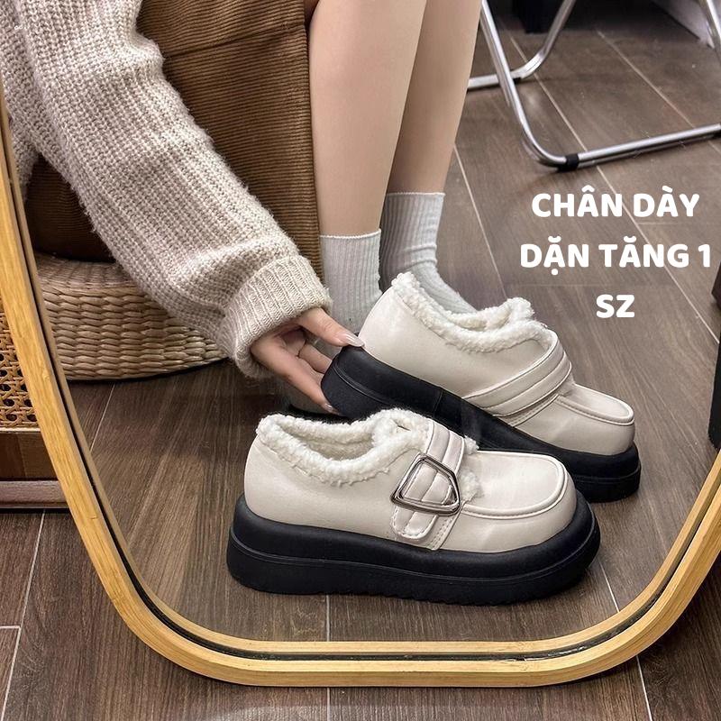  Giày Oxford Nữ Cổ Cao Đế Cao 6cm Lót Nỉ Bông Quai Khoá Dán Kiểu Dáng Năng Động - Shoes 