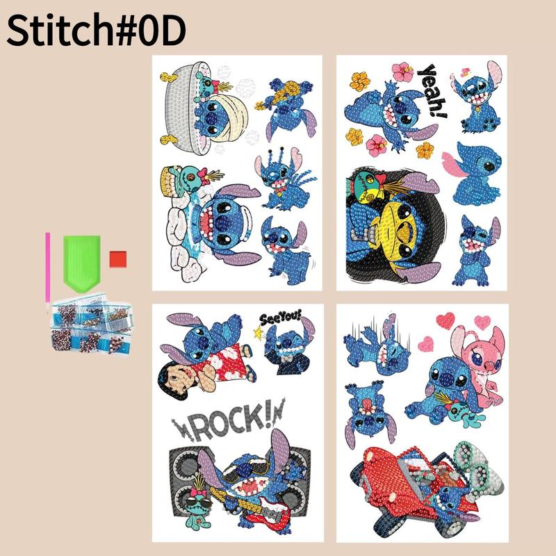 Product Introduction of Cartoon Stitch Diamond Art Painting Sticker, 1 Set DIY Diamond Arts Painting Sticker, DIY Decorative Art Picture for Home Bedroom, Christmas Gift 8